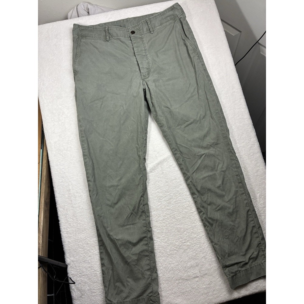 Buck Mason Men's 34 washed Green parachute poplin pants officer pants 14140 - Picture 2 of 9